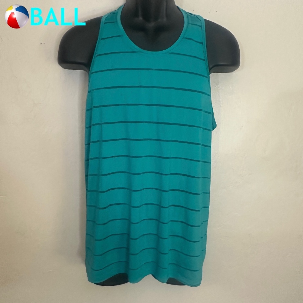 Ball Open Mesh Stripe Tank Top 19" armpit to armpit seams Gently worn Poly blend